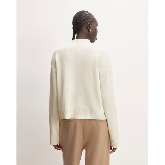 Everlane The Good Merino Wool Mock Neck Sweater Bone Women's XS NWT FLAWS - Picture 4 of 16